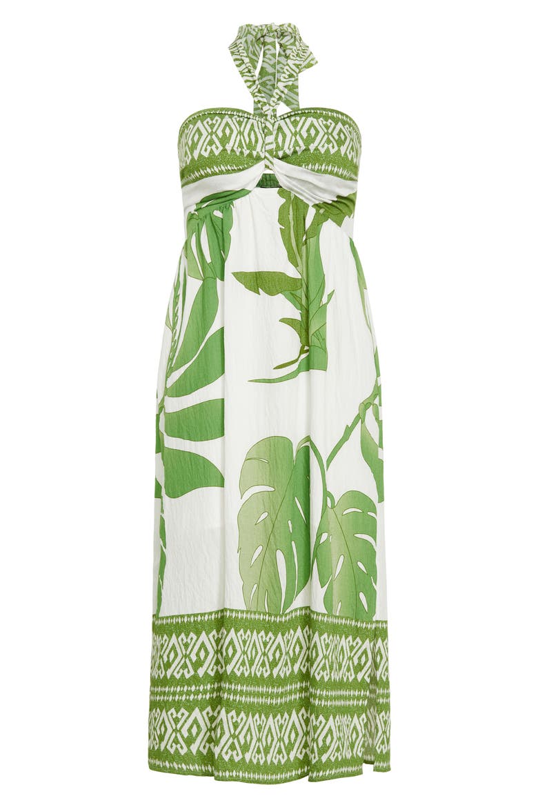 Peta Floral Border Print Halter Maxi Dress, Alternate, color, OPULENT OASIS