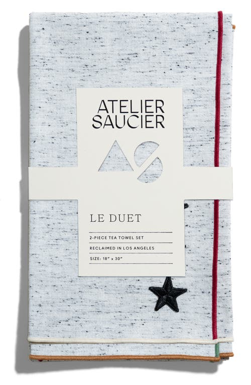 Atelier Saucier Varsity Set Of 2 Tea Towels In White