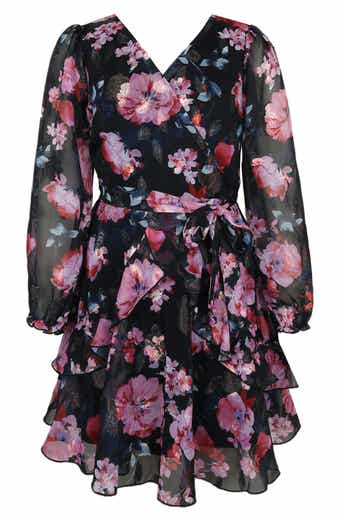 Kids' Rose Metallic Long Sleeve Party Dress