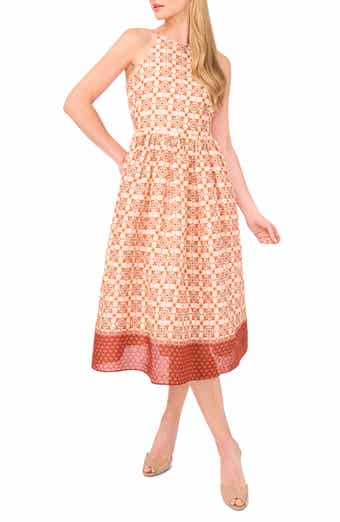 Ted Baker Mixed Geo Print Linen Midi Dress
