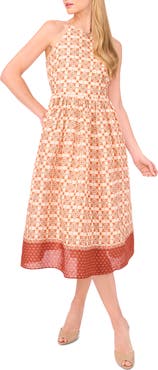 Ted Baker Mixed Geo Print Linen Midi Dress