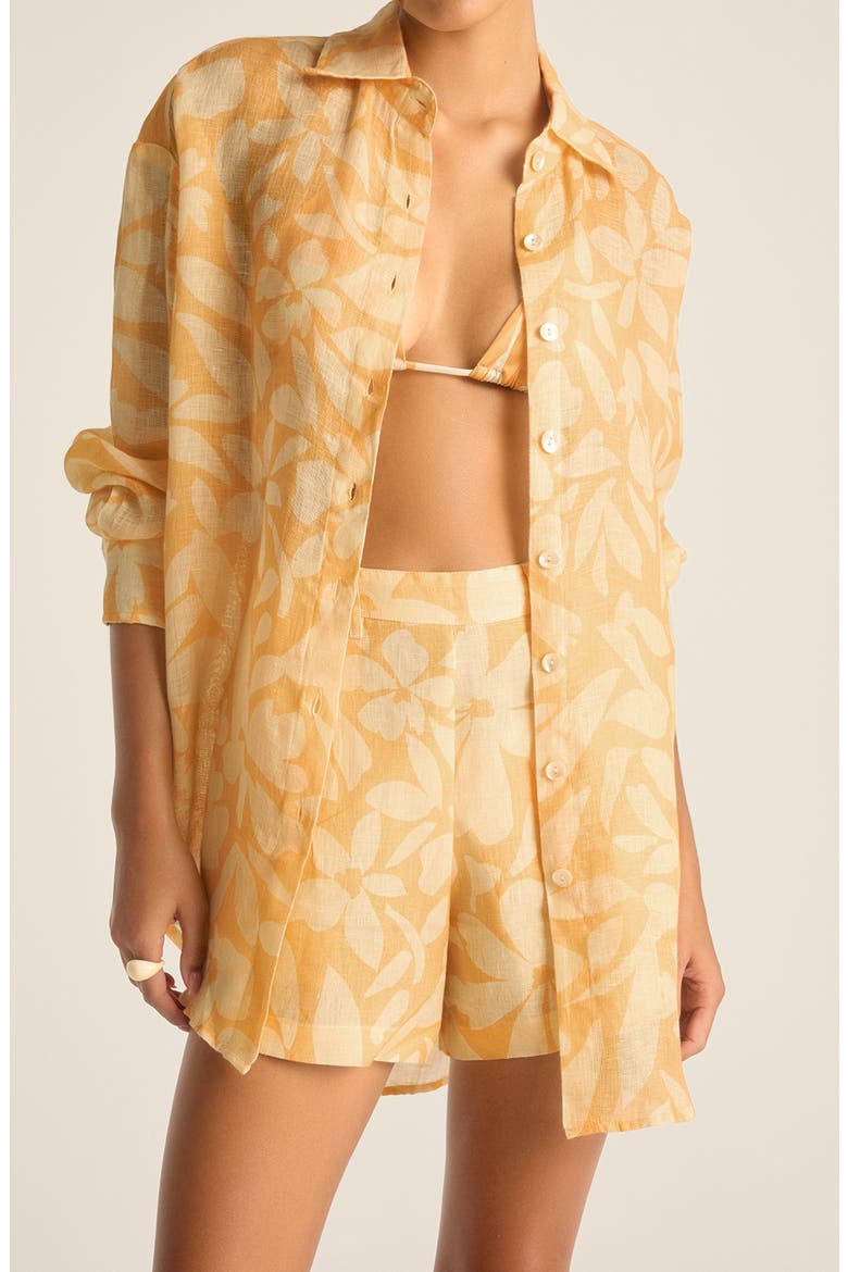 Playa Oversize Linen Cover-Up Shirt, Alternate, color, CREAMSICLE
