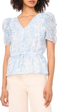 1.STATE Puff Sleeve Peplum Top | Nordstromrack