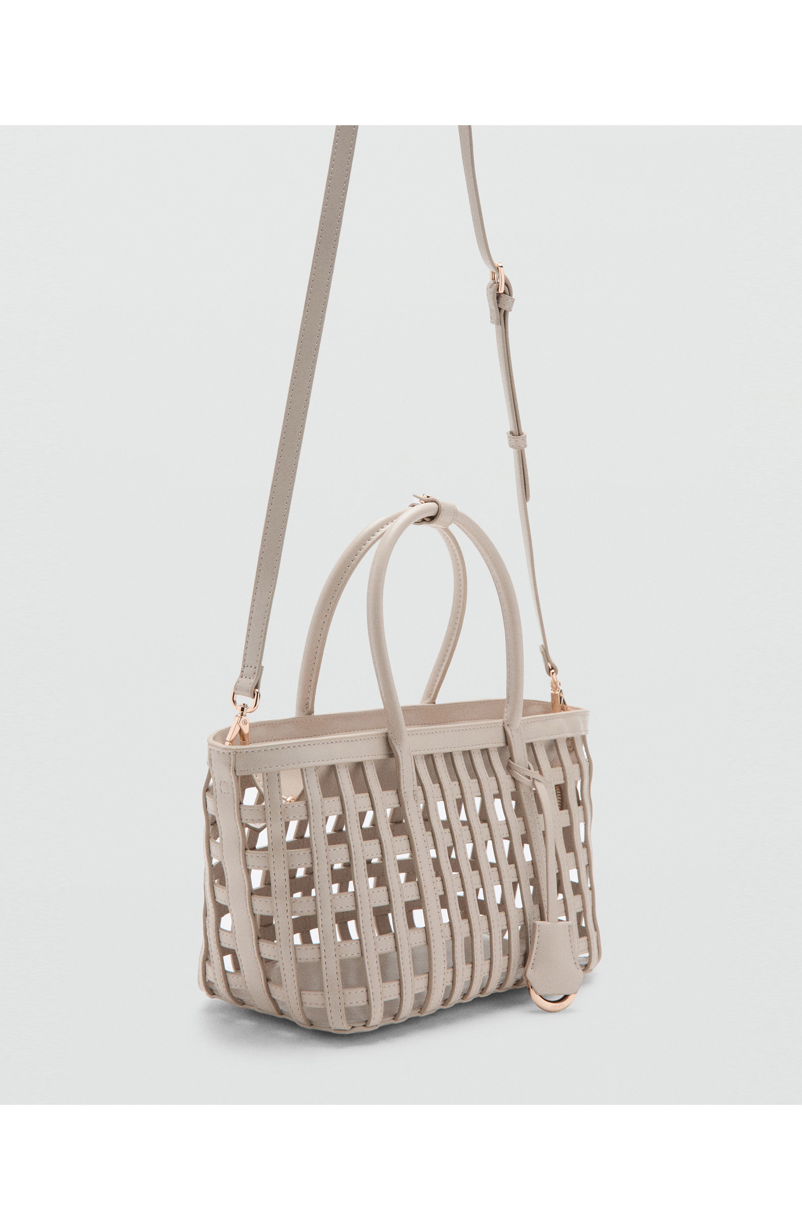 MANGO Braided Faux Leather Top Handle Bag, Alternate, color, 