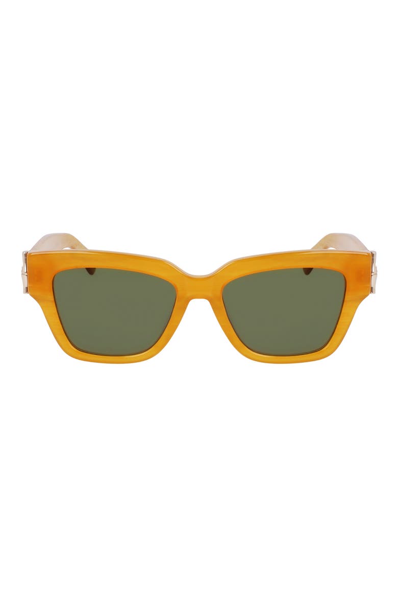 53mm Gradient Modified Rectangular Sunglasses, Main, color, HONEY