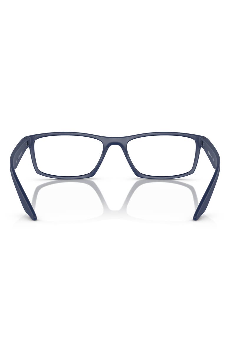 Prada Linea Rossa 56mm Rectangular Optical Glasses, Alternate, color, Blue Rubber