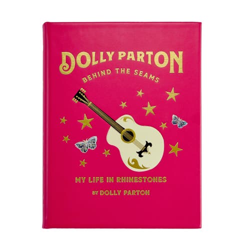 Graphic Image Dolly Parton Behind the Seams My Life in Rhinestones Leather Coffe Table book in Pink 