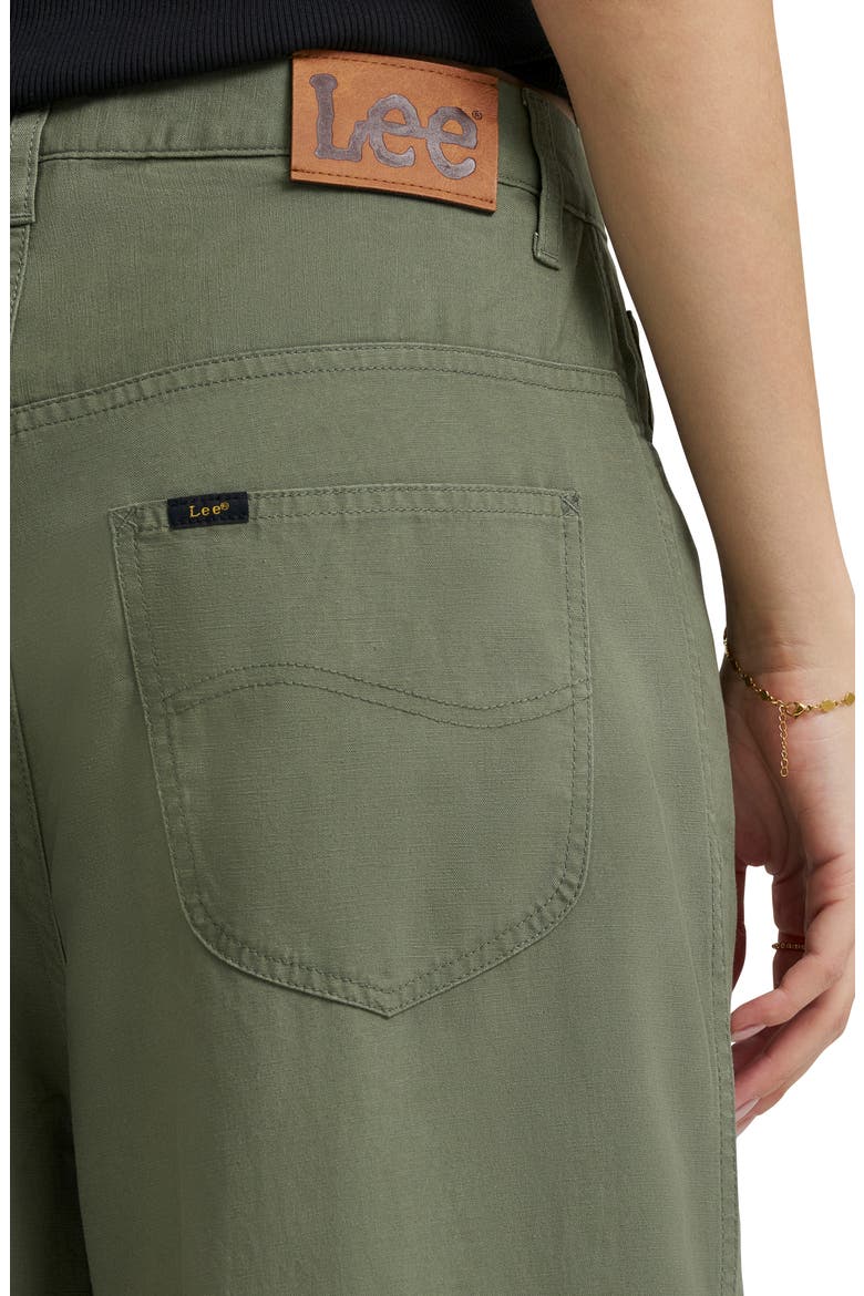 Pleated Slouchy Wide Leg Twill Pants, Alternate, color, MERCANTILE GREEN