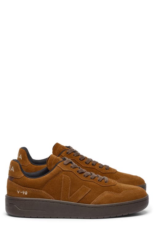 Veja V-90 Water Repellent Suede Sneaker In Brown