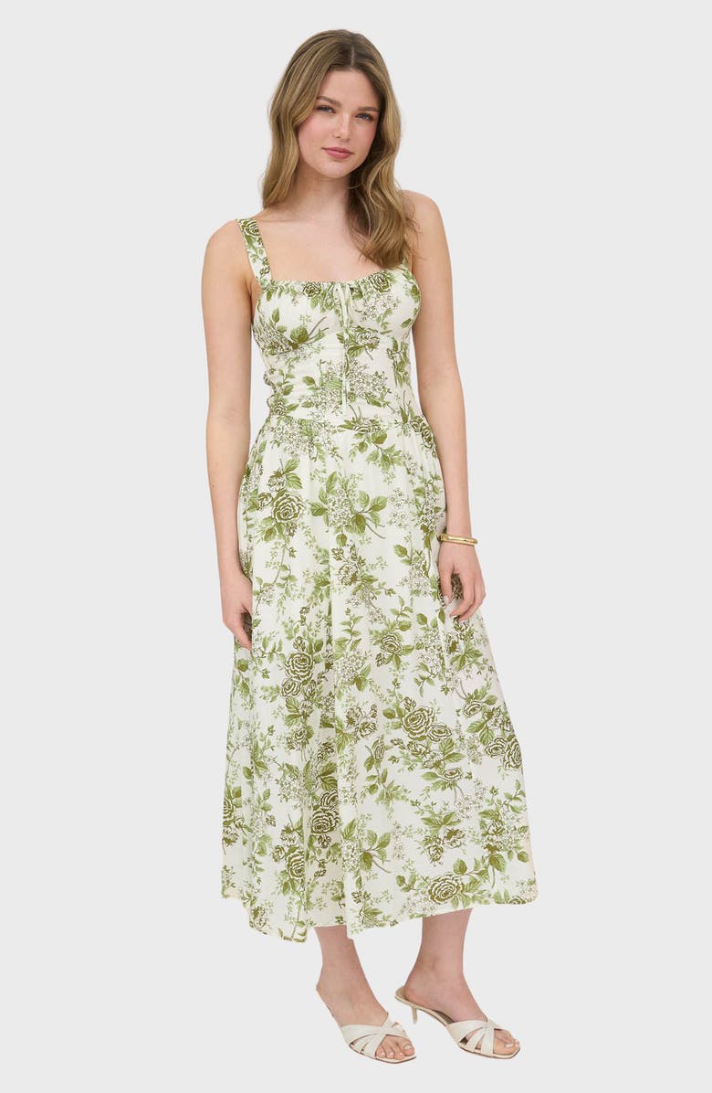 Blu Pepper Floral Bustier Midi Dress, Alternate, color, 