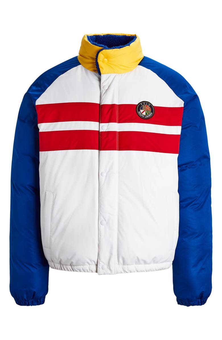 Polo Ralph Lauren Colorblock Reversible Bomber Jacket, Alternate, color, Cerise White Multi