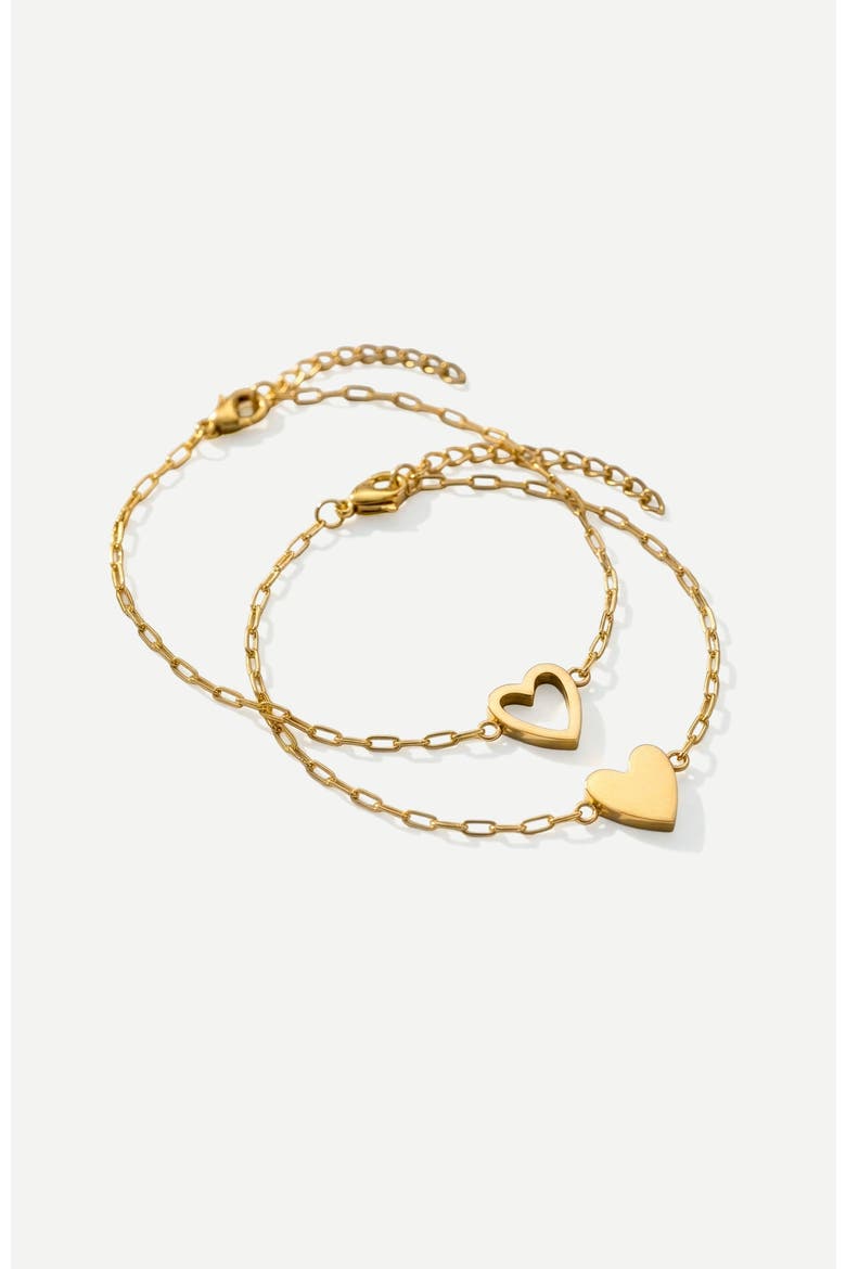 Perfect Fit Heart Bracelet Set, Main, color, Gold