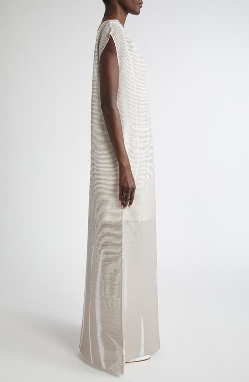 LAFAYETTE 148 LAFAYETTE 148 NEW YORK CHARCOAL PRINT PLISSÉ SEMISHEER MAXI DRESS 