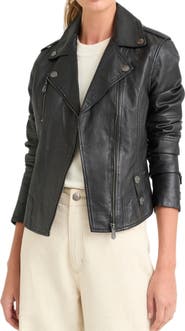 Velez Sheep Leather Biker Jacket With Epaulets