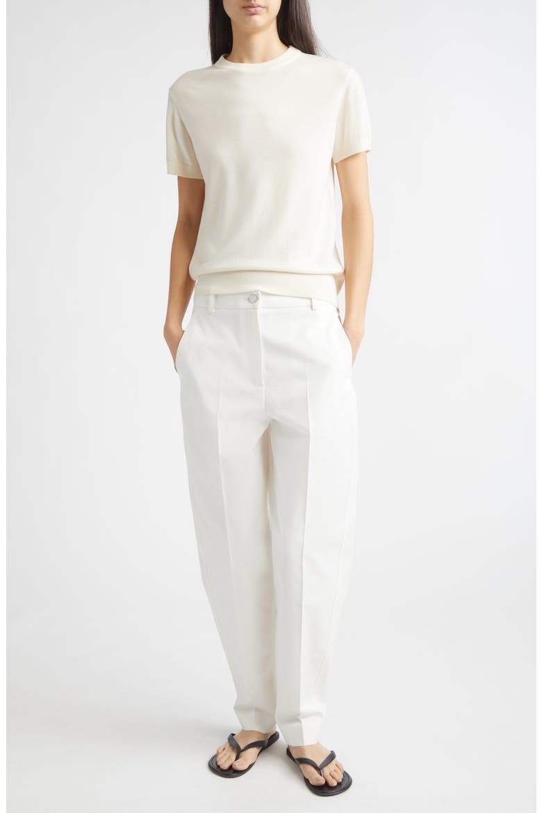 Enzo Short Sleeve Virgin Wool Sweater, Alternate, color, IVORY