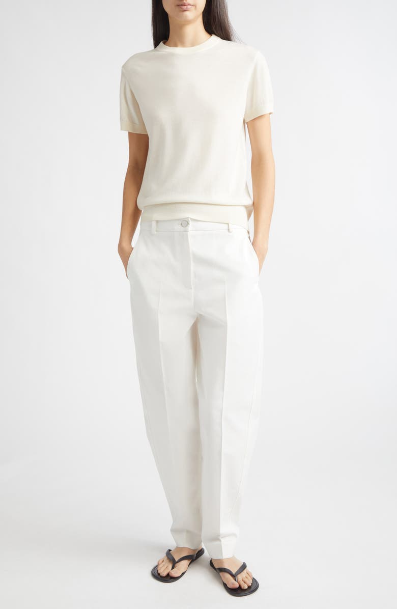 PARTOW Enzo Short Sleeve Virgin Wool Sweater, Alternate, color, Ivory