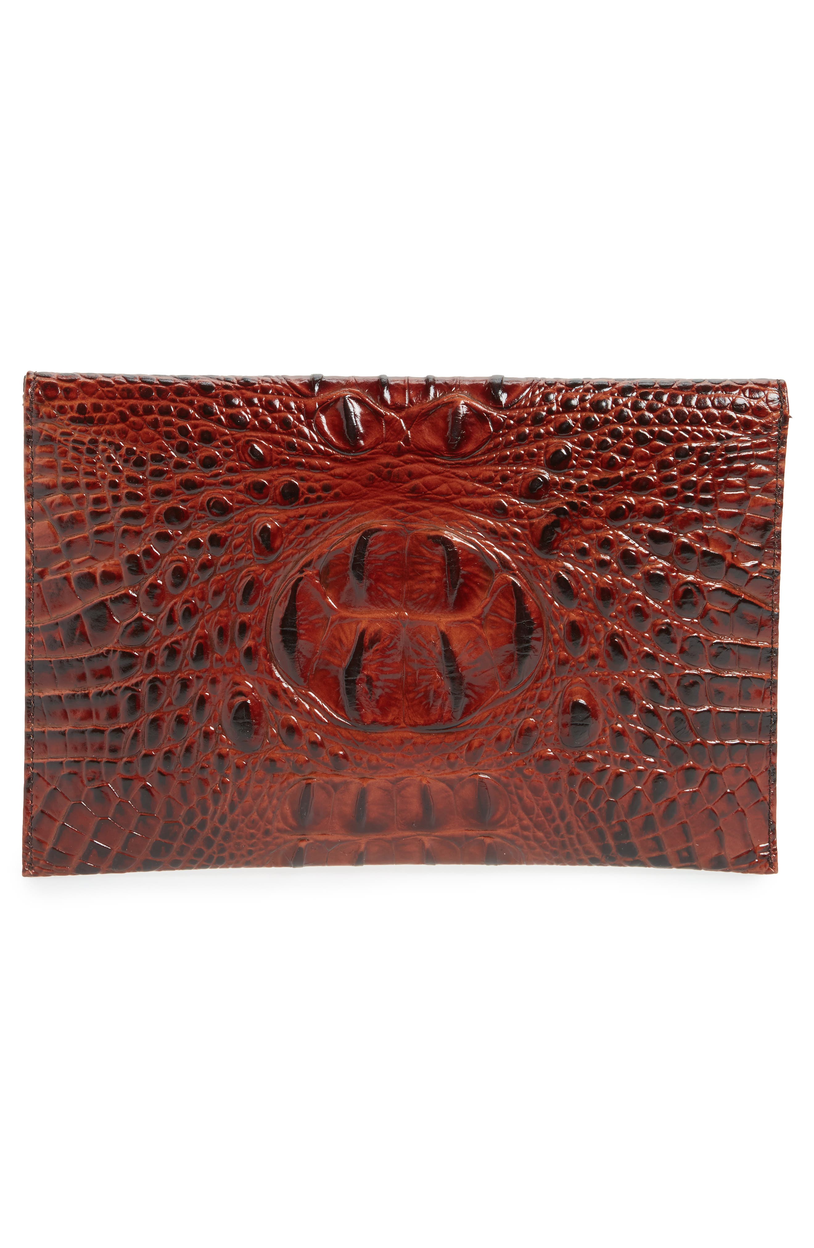 Brahmin Melbourne Croc Embossed Leather Envelope Clutch, Alternate, color, 