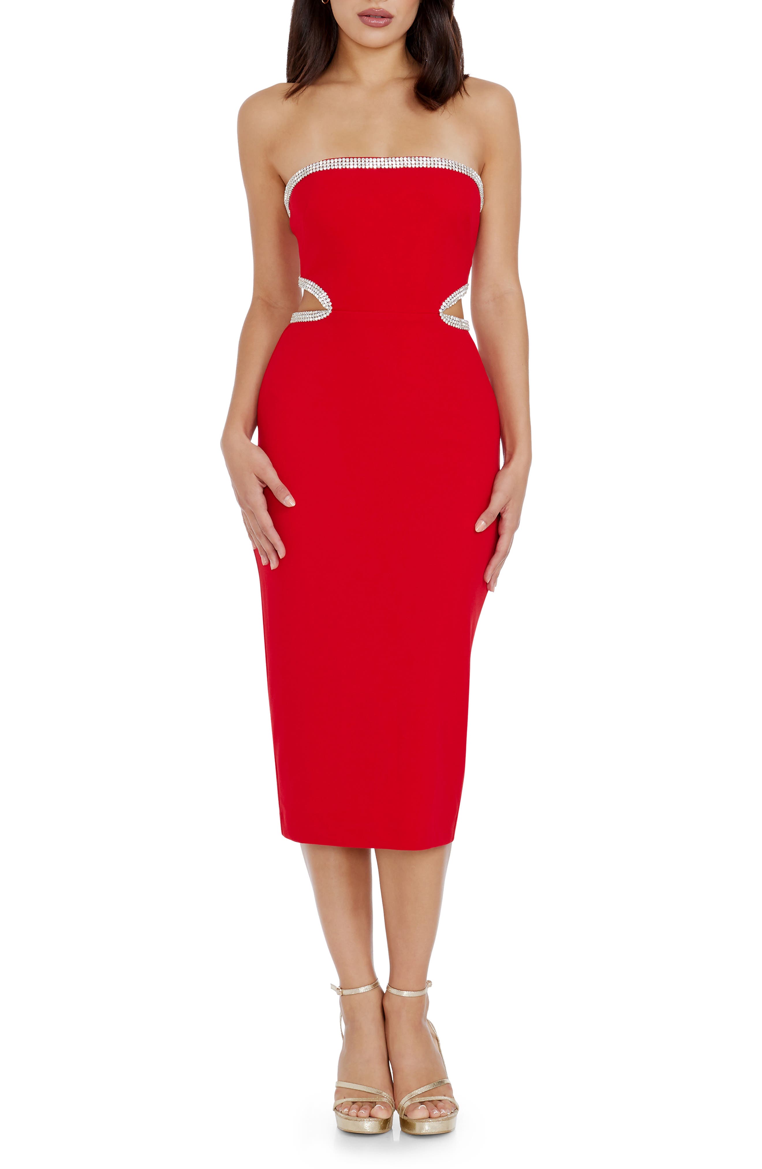 Dress the Population Ari Rhinestone Strapless Dress (Women) | Nordstromrack