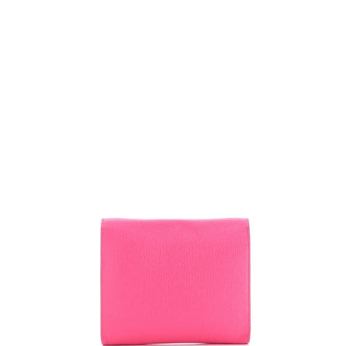 Pre-owned Hermes Hermes Clic Wallet On Strap Chevre Mysore 16 In Pink