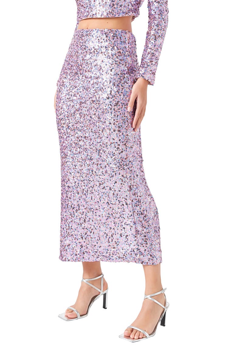 Sequin Midi Skirt, Alternate, color, AMETHYST