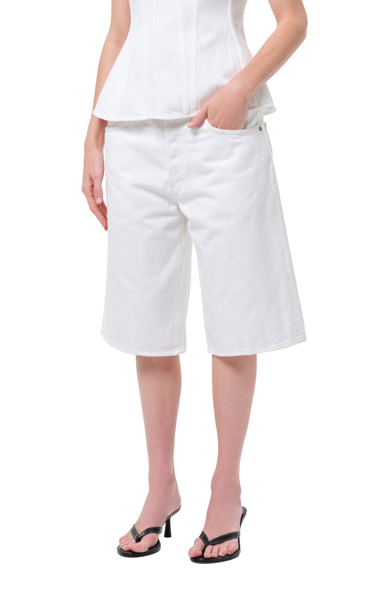 AGOLDE Ramona Denim Shorts, Alternate, color, Marshmallow Clean White
