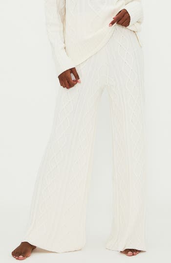 Beach Riot Rayne Cable Knit Pants In Cream Cable
