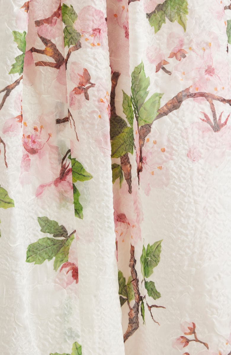 Oscar de la Renta Cherry Blossom Strapless Organdy Midi Dress, Alternate, color, Pink/ Ivory