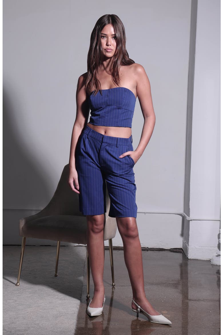 Tristain Pinstripe Bermuda Shorts, Alternate, color, ROYAL BLUE PIN STRIPE