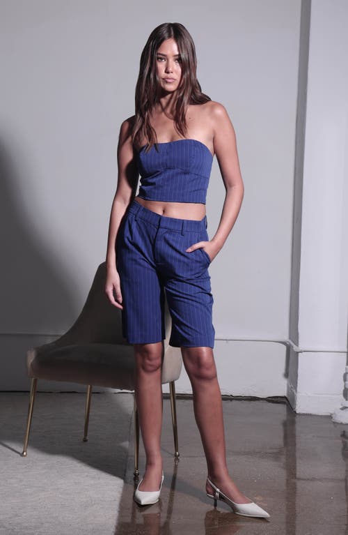 Shop Walter Baker Tristain Pinstripe Bermuda Shorts In Royal Blue Pin Stripe