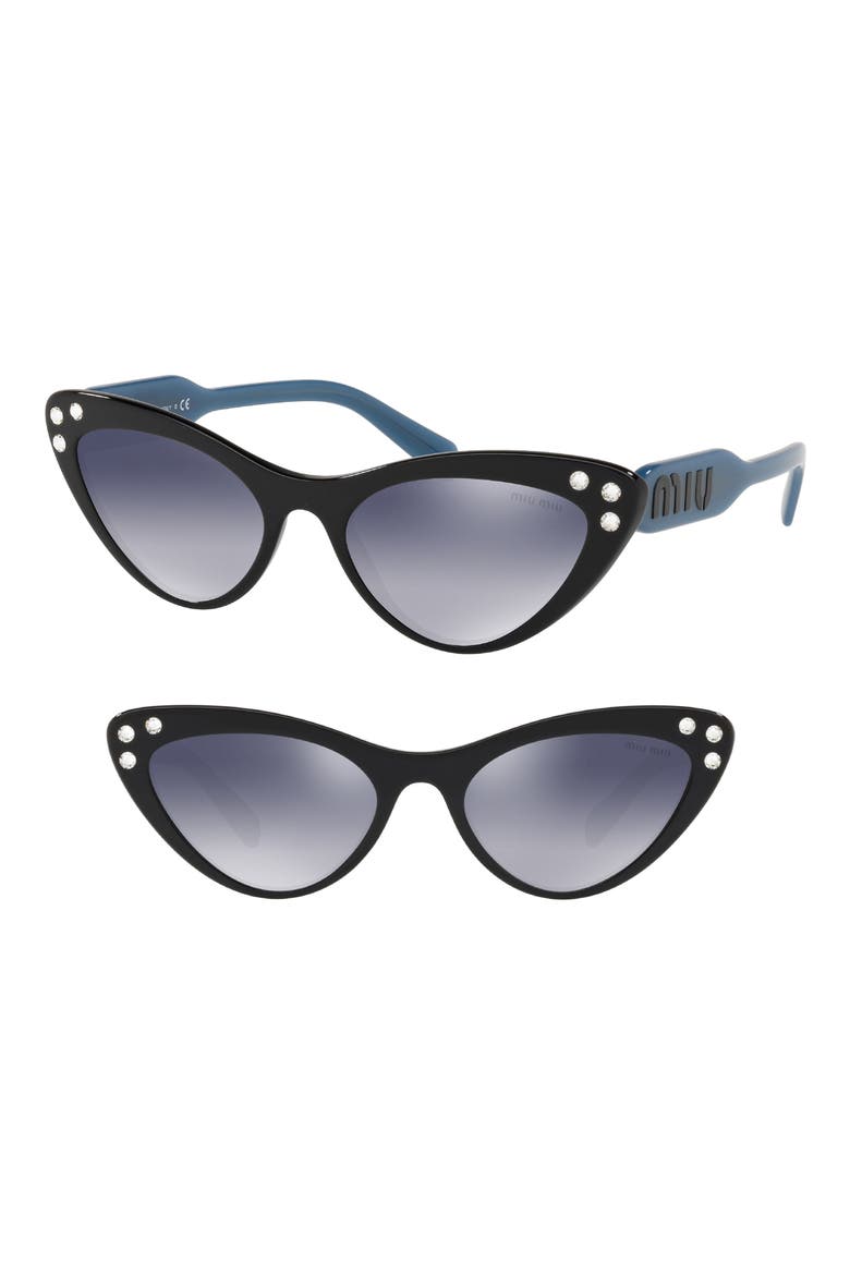 Logomania 55mm Cat Eye Sunglasses, Main, color, BLACK GRADIENT MIRROR