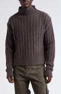 Rick Owens Cashmere & Silk Rib Funnel Neck Sweater