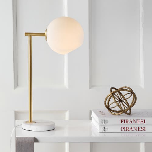 Jonathan Y Charles 20.5" Contemporary Modern Metal/marble Led Table Lamp In Gold