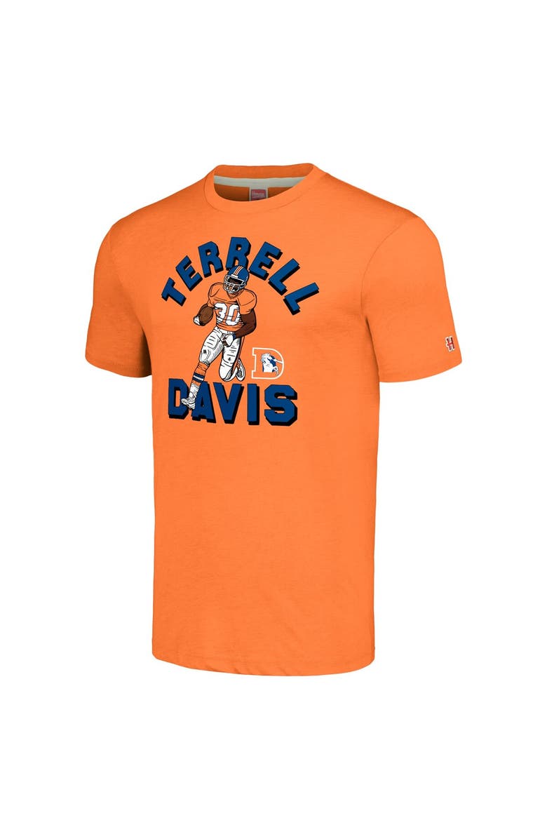 Homage Men's Homage  Terrell Davis Heathered Orange Denver Broncos  Caricature Retired Player Tri-Blend T-Shirt, Alternate, color, 