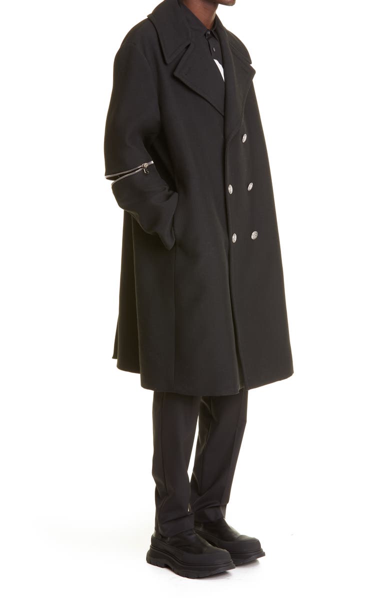 McQueen Alexander McQueen Zip Detail Military Coat, Alternate, color, 