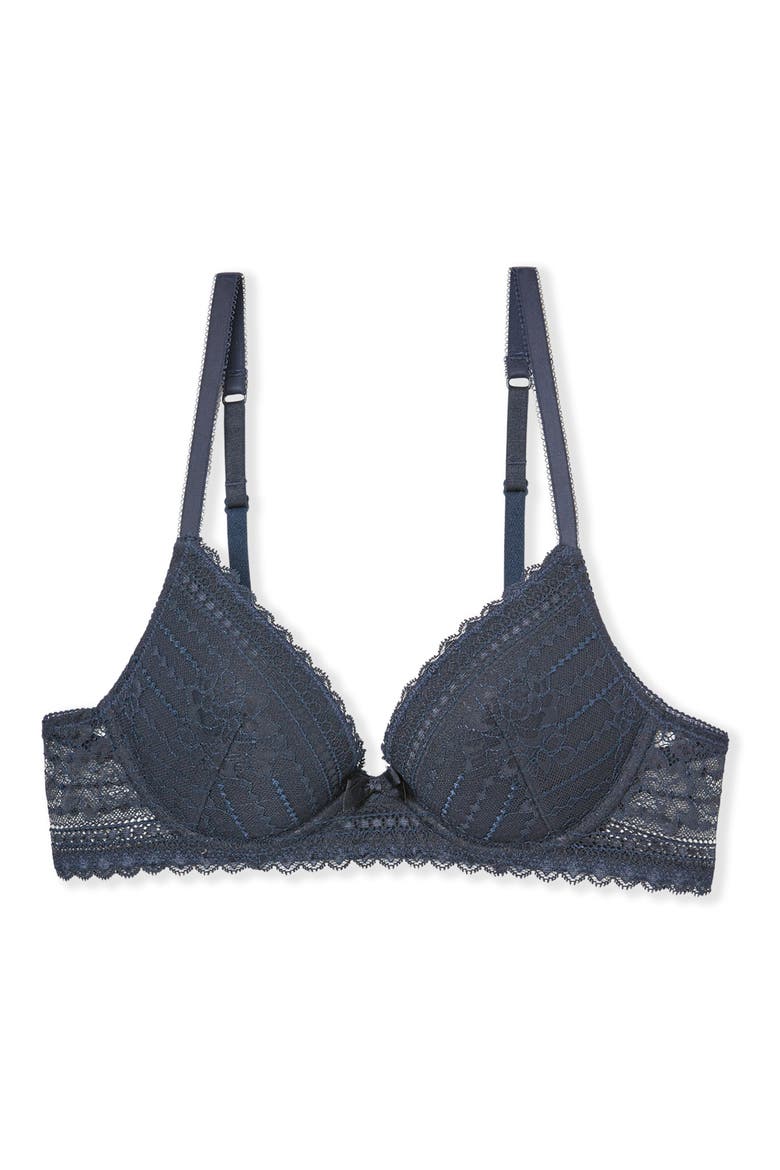 Panama Underwire Plunge Push-Up Bra, Alternate, color, NAVY
