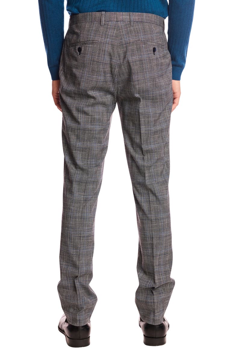 Downing Slim Fit Flat Front Plaid Dress Pants, Alternate, color, BLUE BLACK PLAID