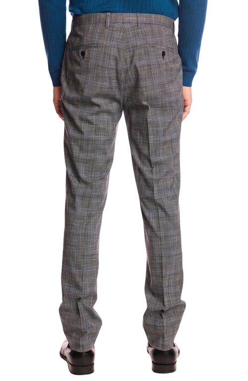 Paisley & Gray Downing Slim Fit Flat Front Plaid Dress Pants In Gray