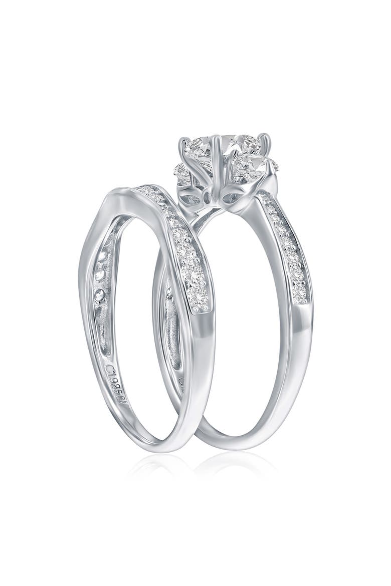 Triple Round Cubic Zirconia 2-Piece Ring Set, Alternate, color, SILVER