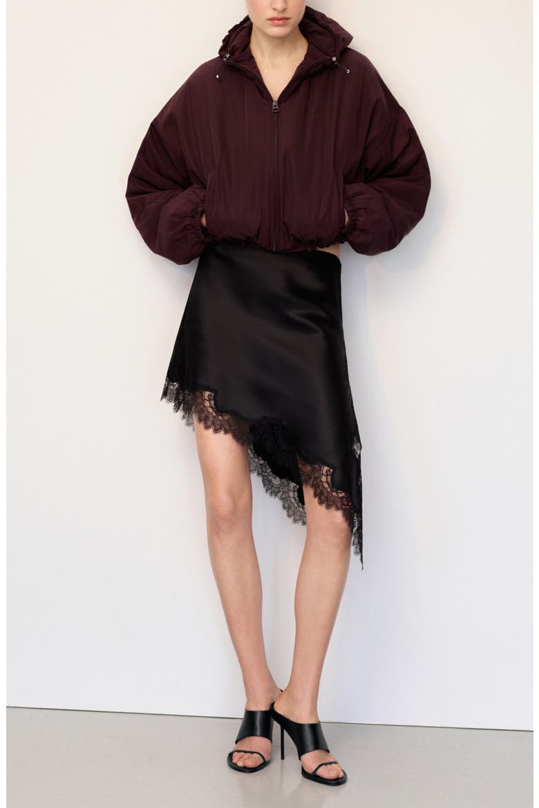 Oversize Hooded Crop Zip Jacket, Alternate, color, MAROON
