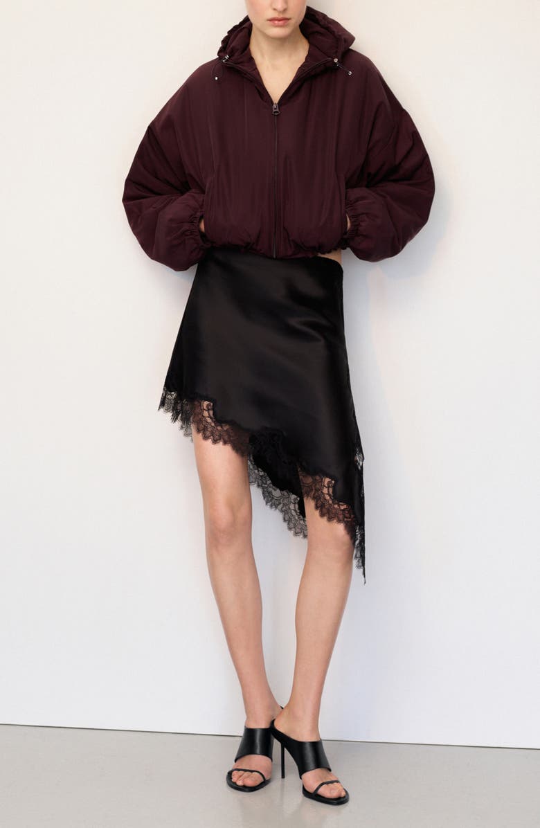 MANGO Oversize Hooded Crop Zip Jacket, Alternate, color, Maroon