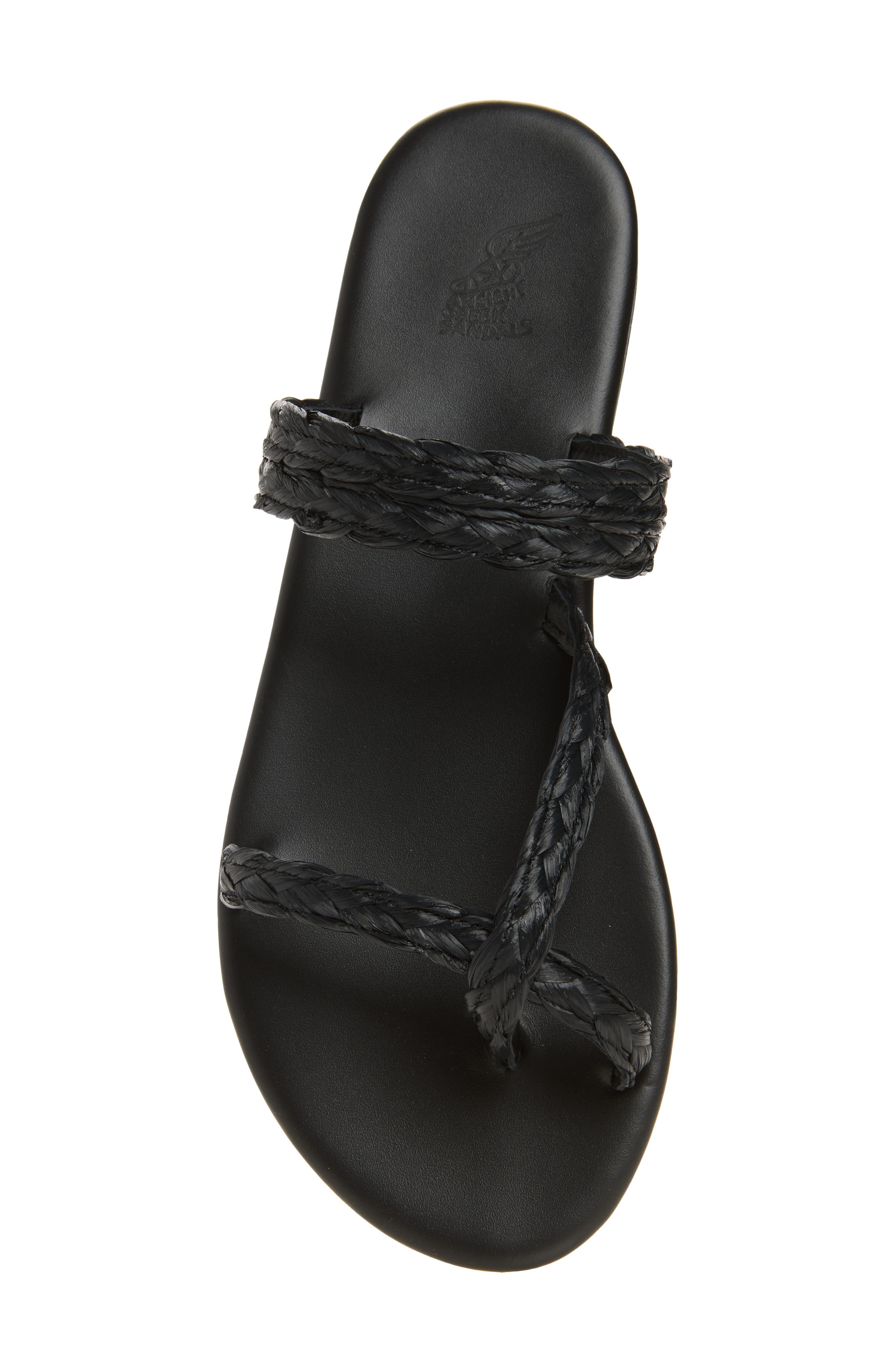 Daphnae Raffia Sandal, Alternate, color, BLACK