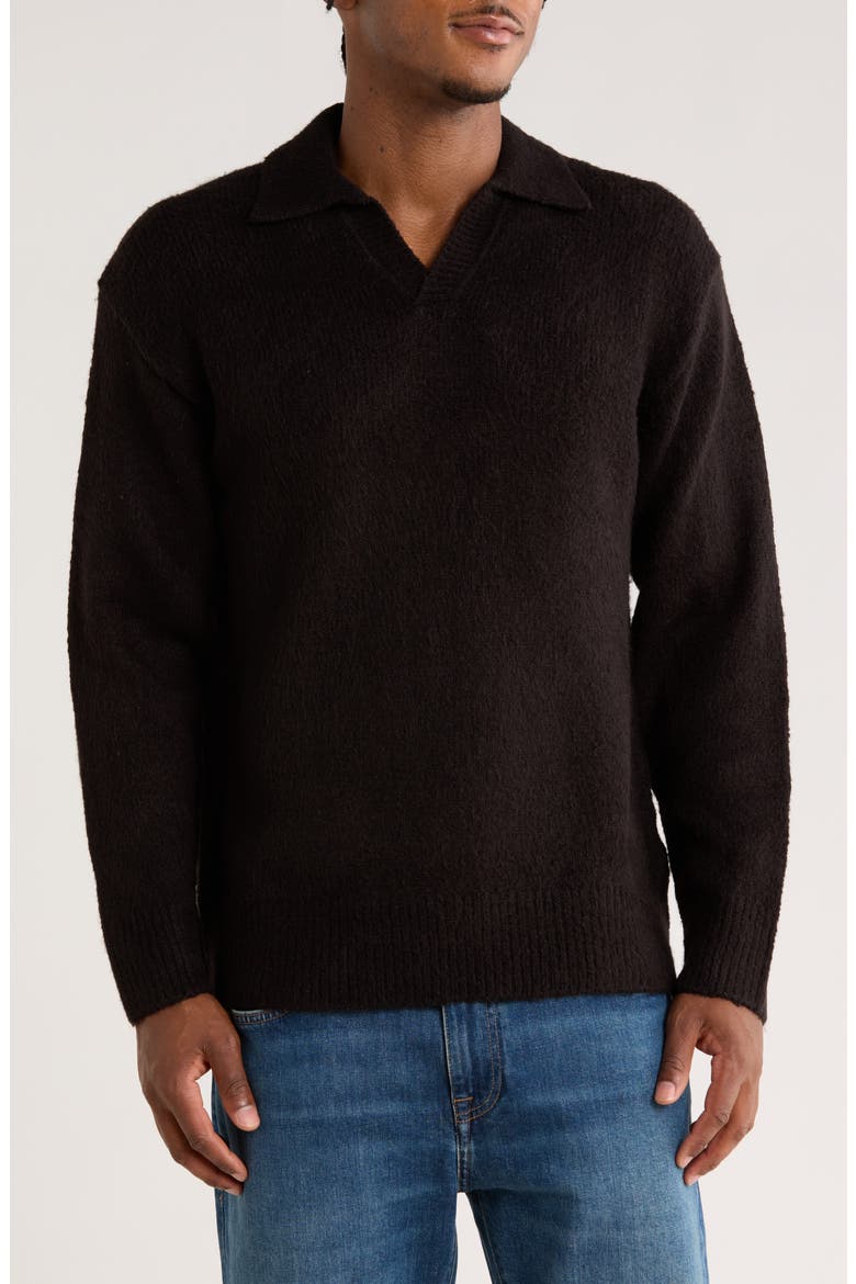 Johnny Collar Polo Sweater, Main, color, BLACK