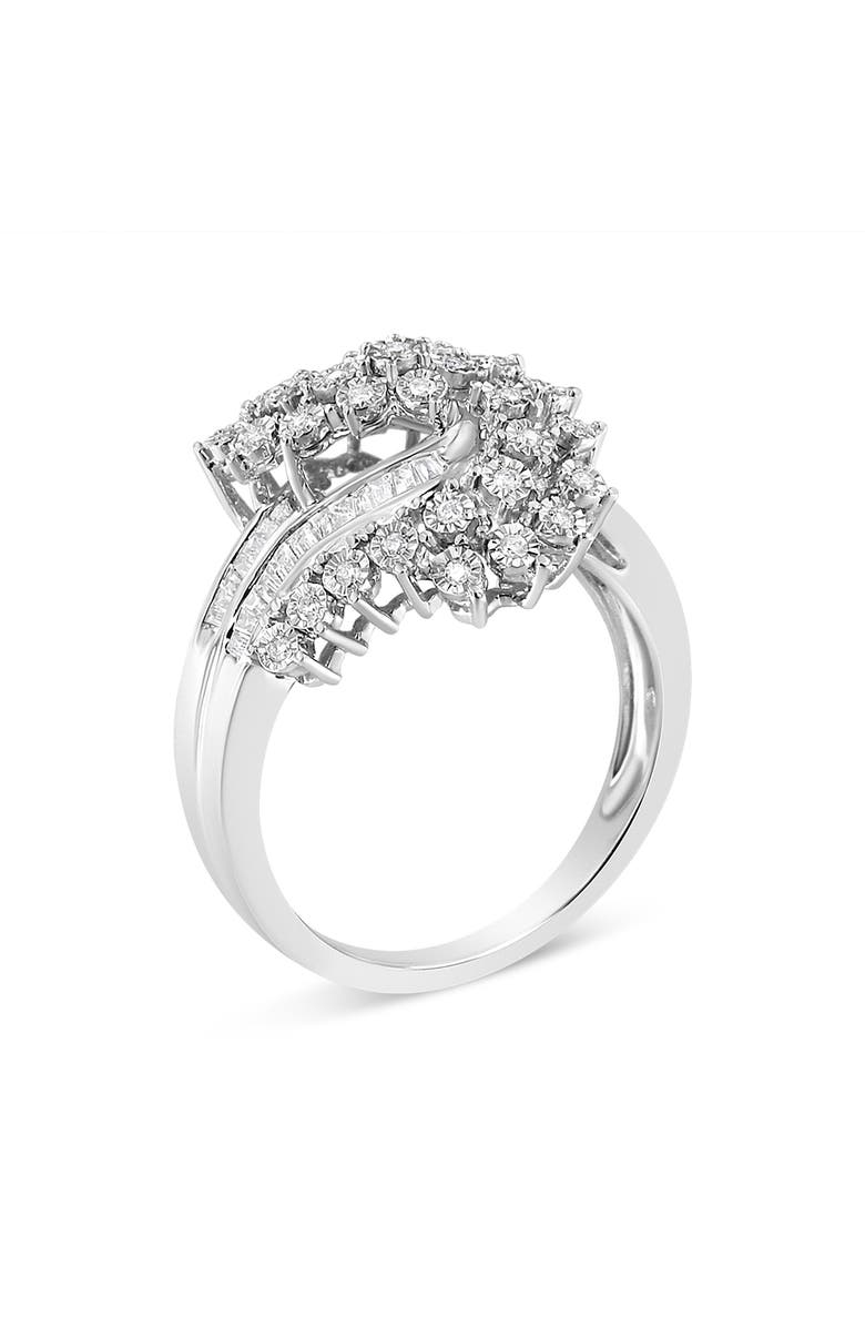 Haus of Brilliance 10K White Gold 1/2 Cttw Diamond "S" Shaped Bypass Cocktail Ring, Alternate, color, White