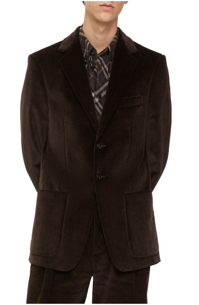 Burberry Corduroy Tailored Jacket, Main, color, Clove Brown