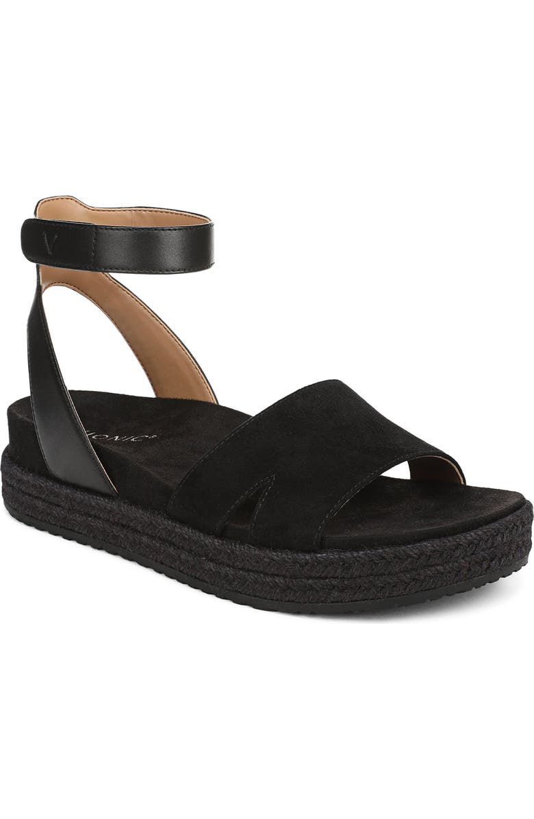 Vionic Yucca Platform Ankle Strap Sandal, Main, color, Black