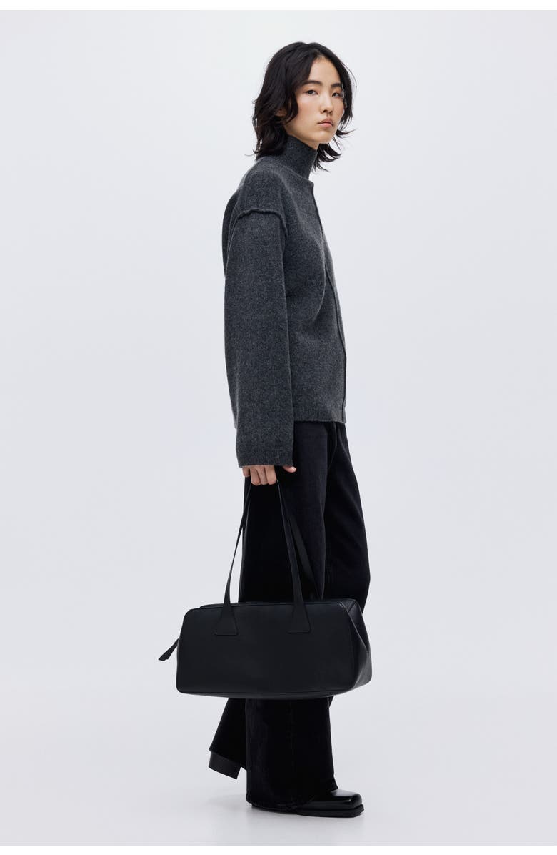 H&M Seam-detail Turtleneck Jumper, Alternate, color, Dark Gray Melange