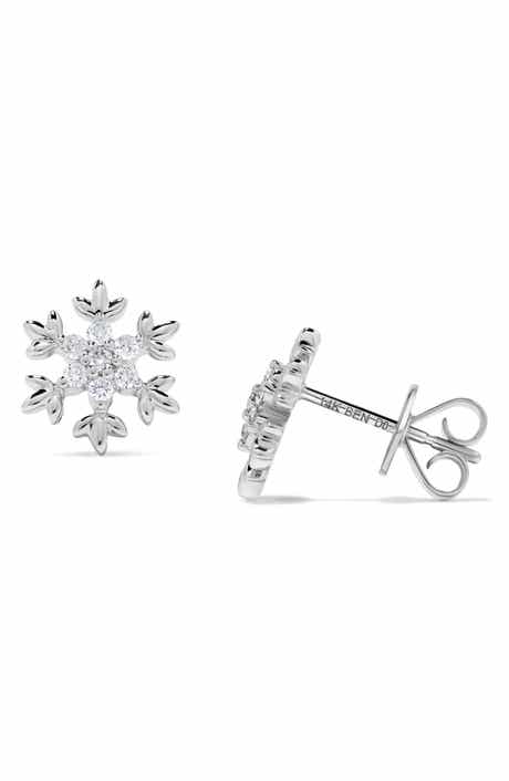 H.J. Namdar 14K White Gold Diamond Snowflake Stud Earrings