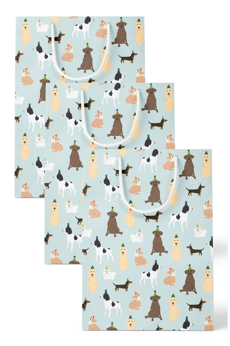Dog Lovers Birthday Gift Bag Set of 3, Main, color, Light Blue