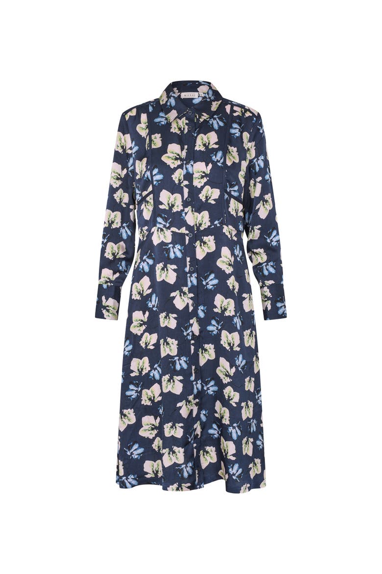 MaNolivienne Floral Print Midi Dress, Alternate, color, Navy Blazer