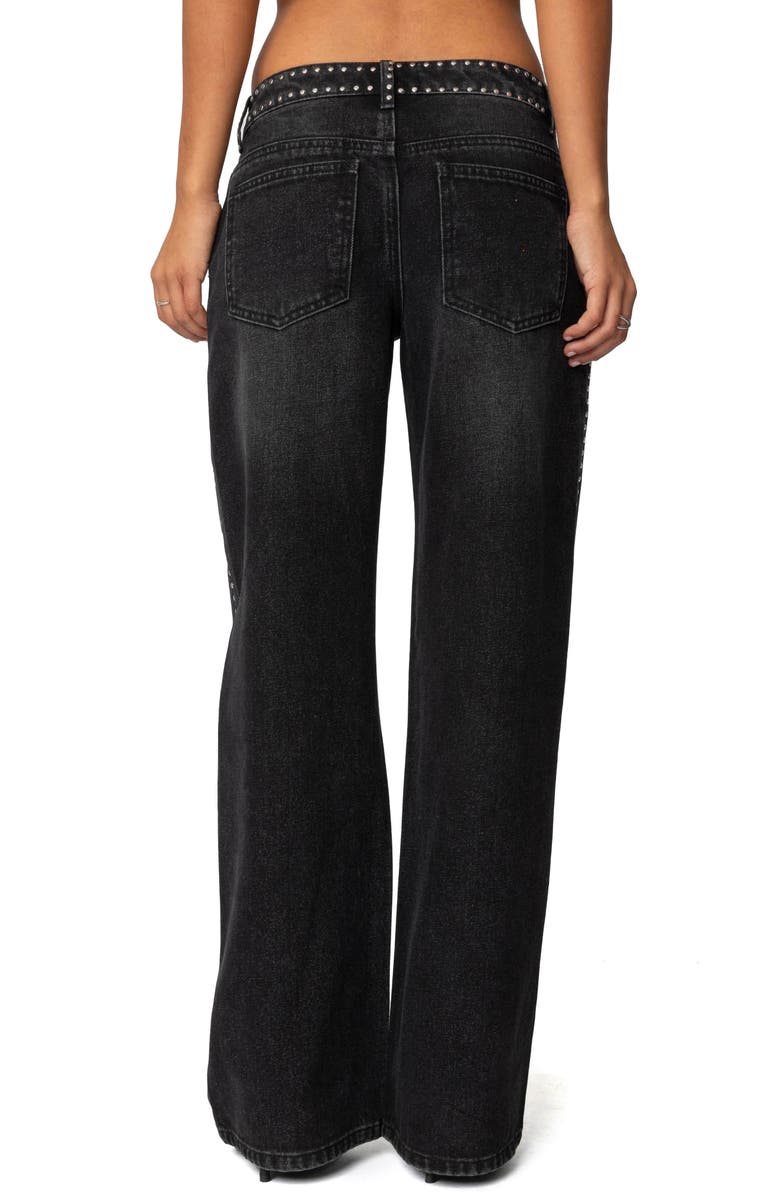 EDIKTED Quincy Studded Low Rise Baggy Jeans, Alternate, color, Black-Washed